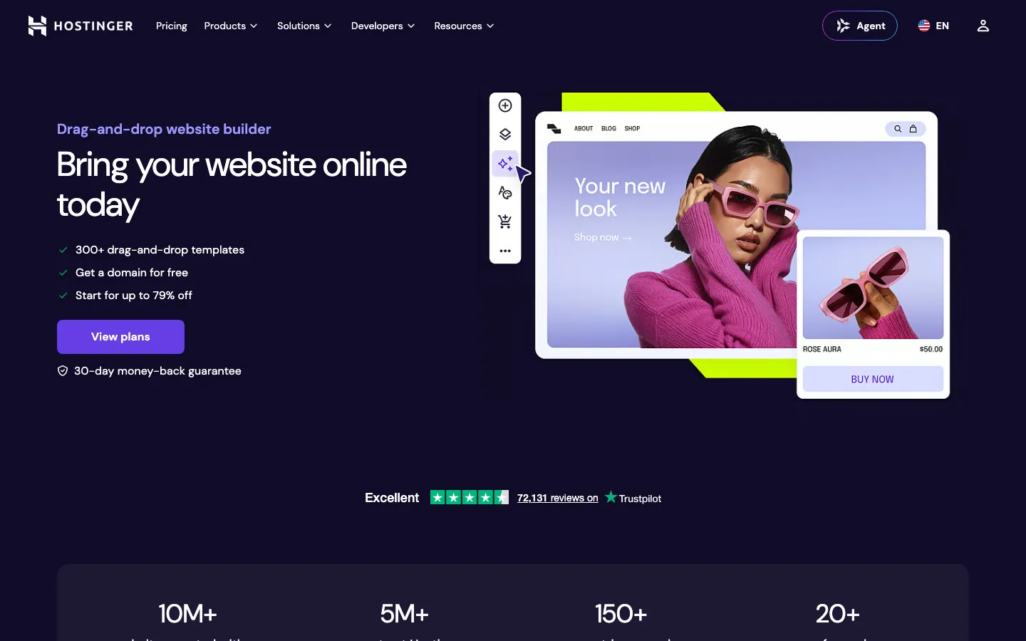 Hostinger website builder page, captured 11 September 2026