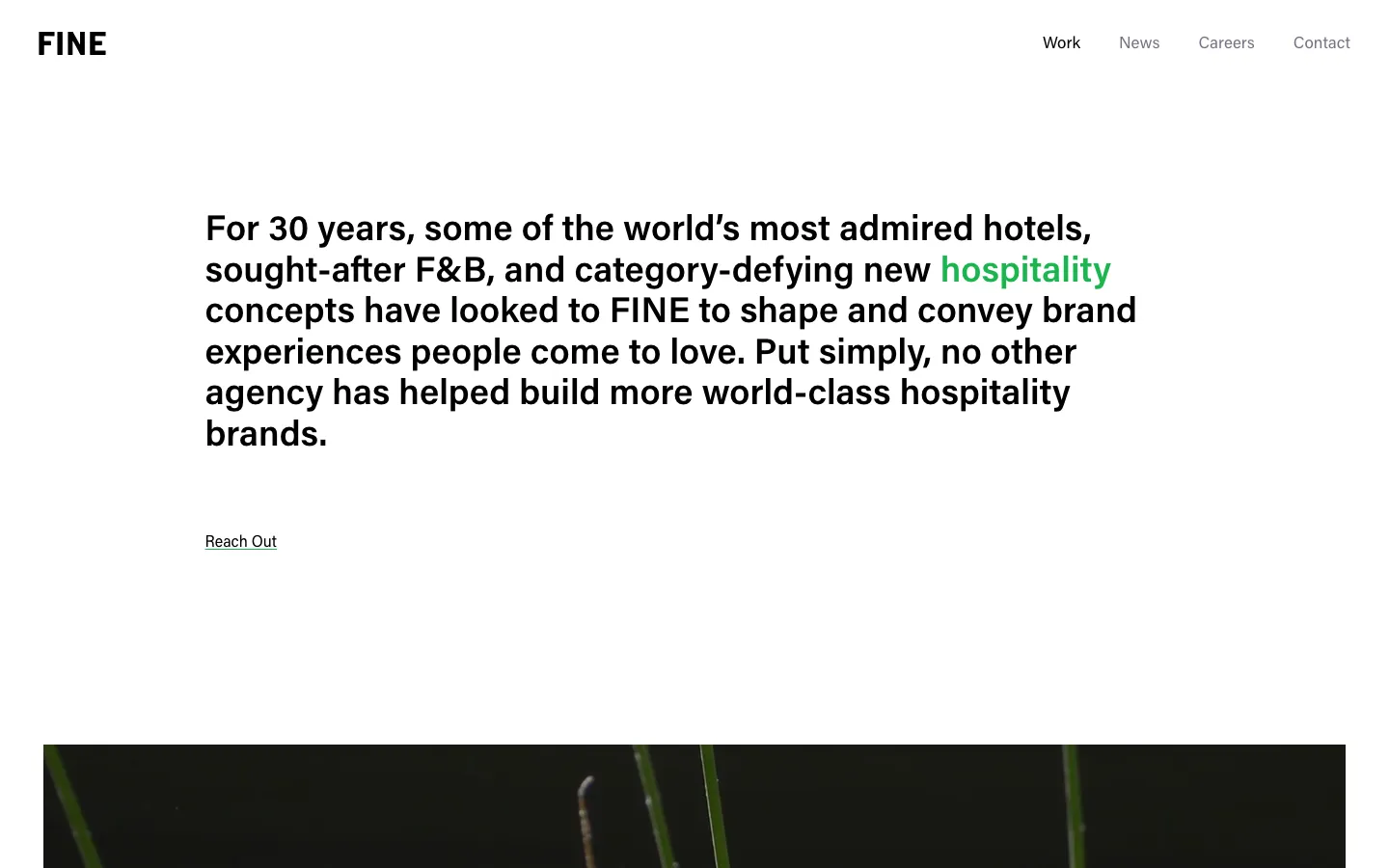 FINE's hospitality branding and websites page, captured 20 September 2026