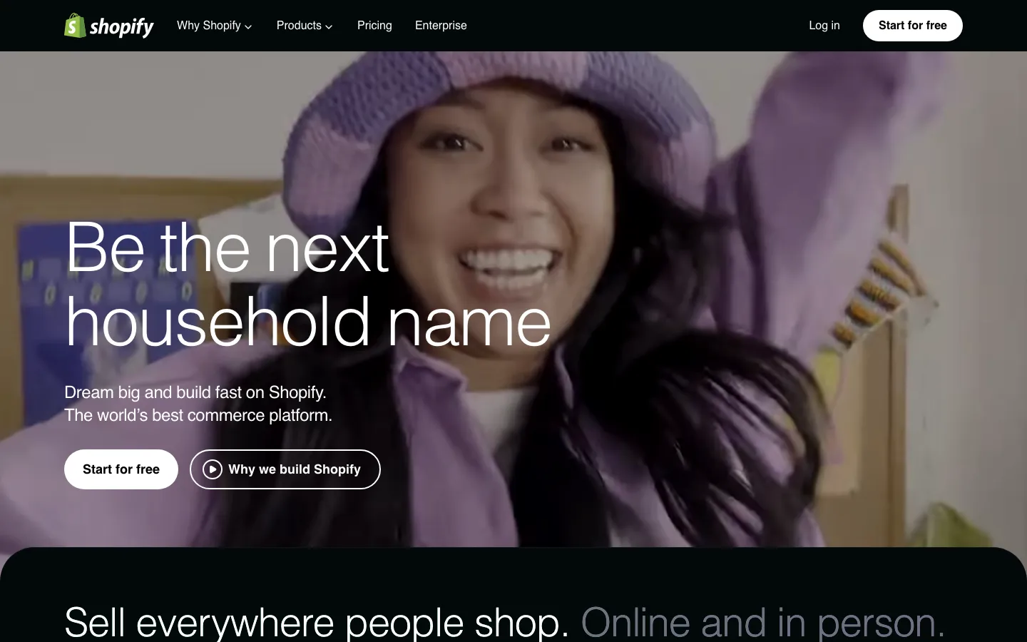 Shopify homepage, captured 10 September 2026