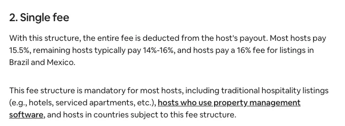 Airbnb's service fee article on 8 October 2026: under the single fee structure the entire fee comes out of the host's payout, most hosts pay 15.5 percent, and it is mandatory for traditional hospitality listings such as hotels and serviced apartments