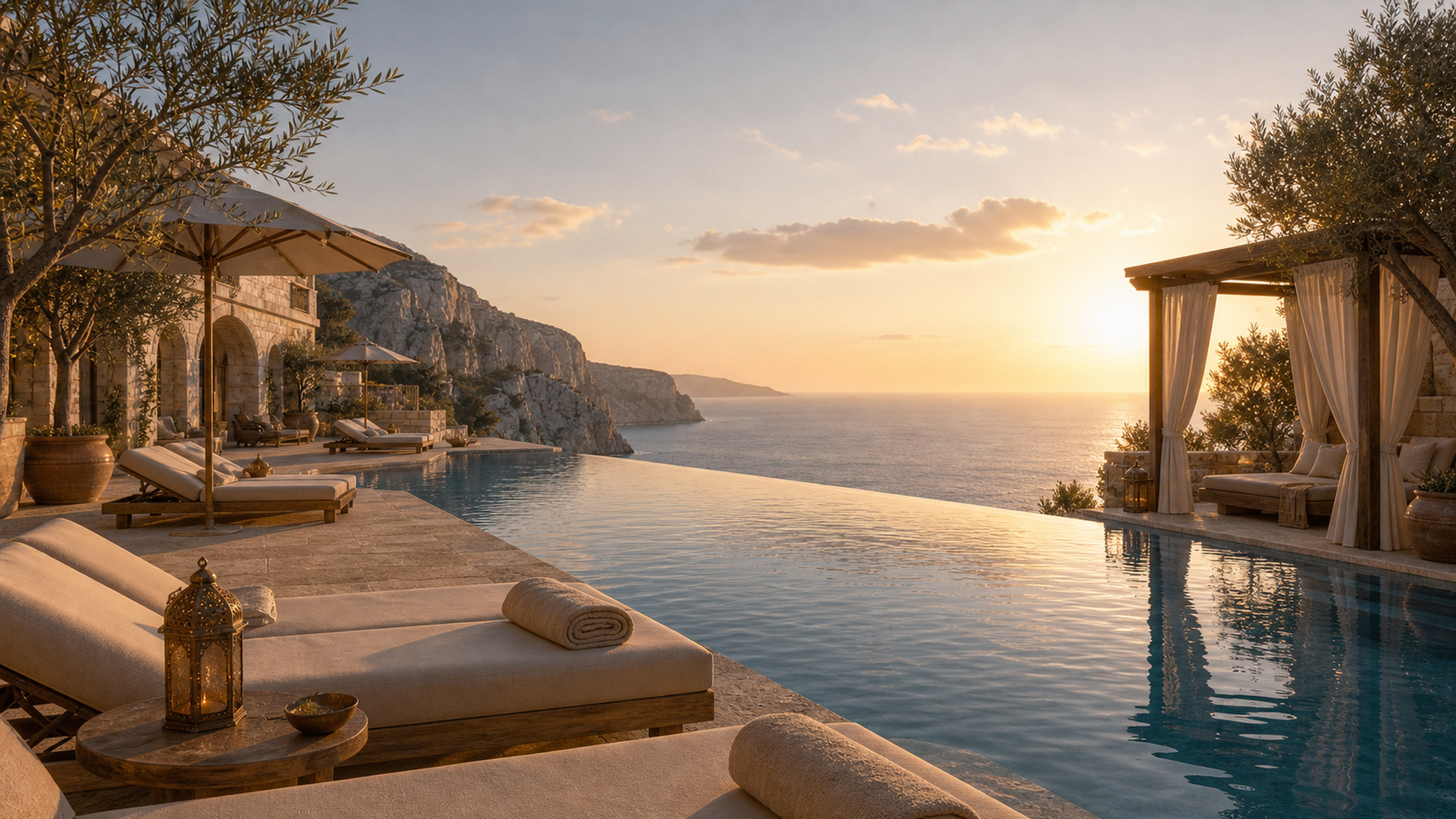 The infinity pool at golden hour