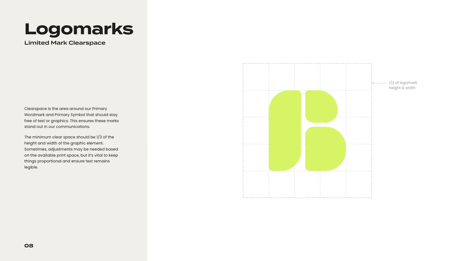 Biteful brand guidelines, page 08: Limited clearspace