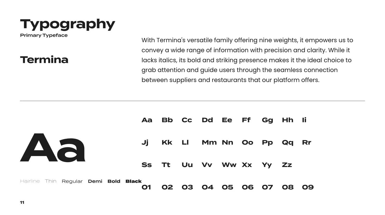 Biteful brand guidelines, page 11: Termina