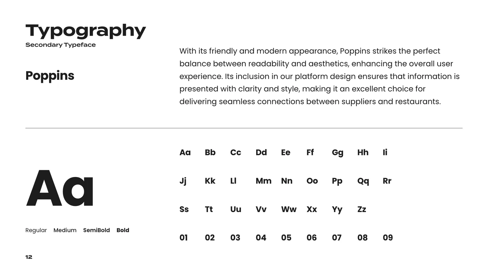 Biteful brand guidelines, page 12: Poppins