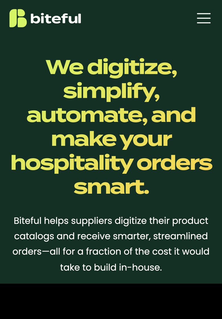 The Biteful homepage on a phone