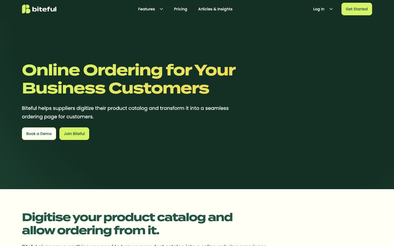 The storefronts page — online ordering for business customers