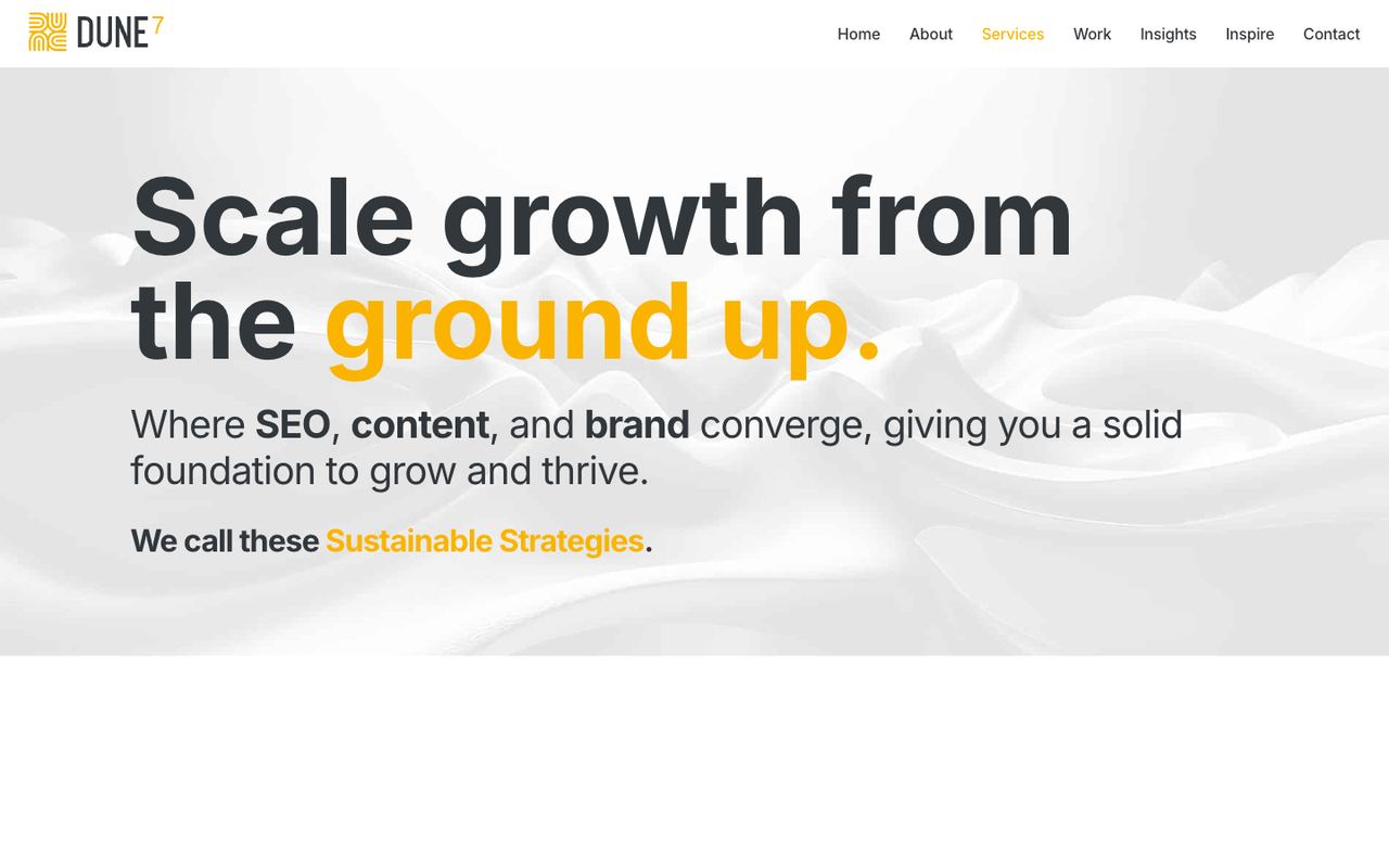 Services page — scale growth from the ground up