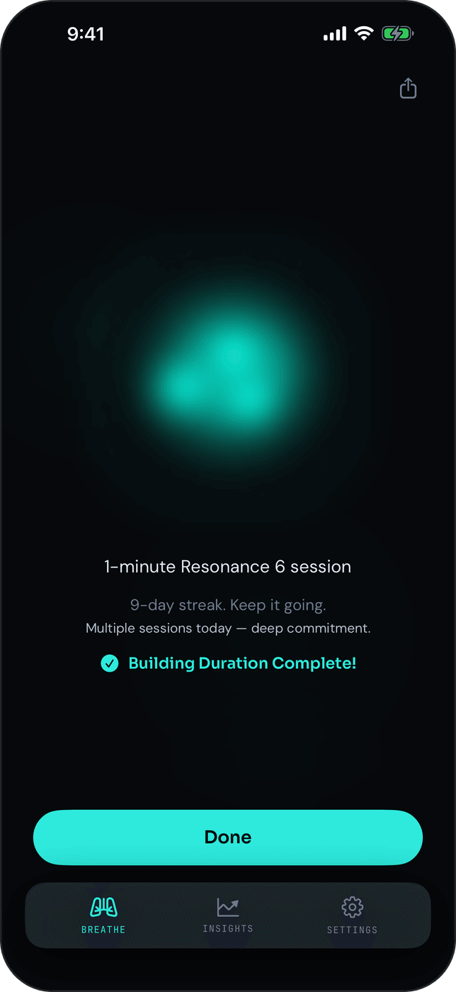 Session complete — HRV delta measured
