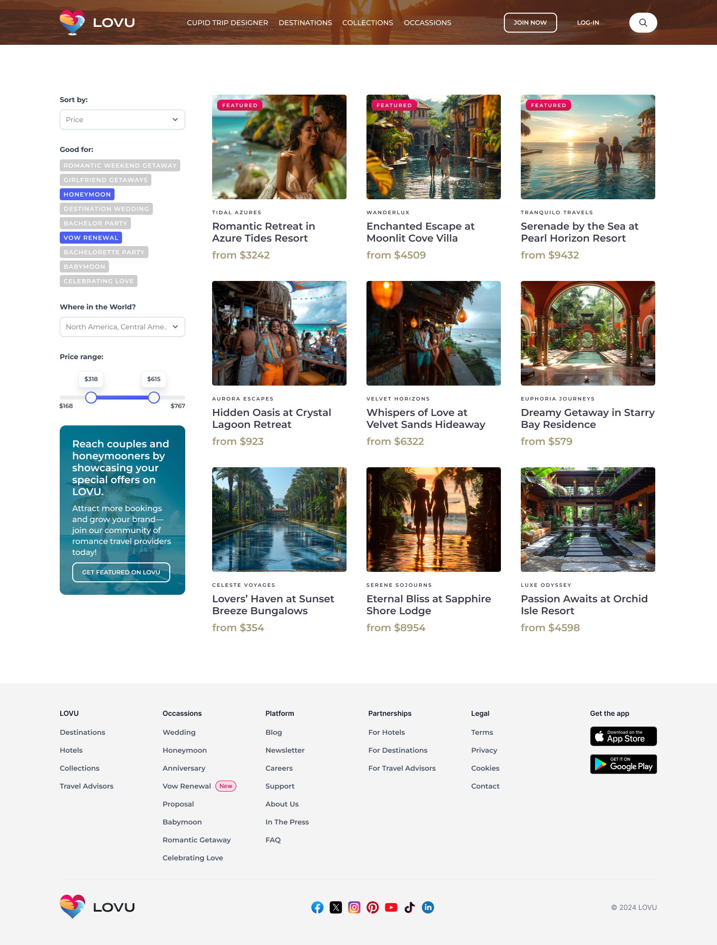 LOVU Romace Travel Platform