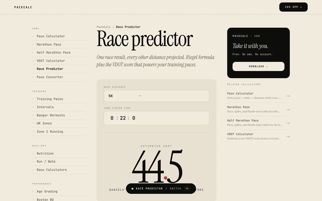 Race Predictor — PaceCalc