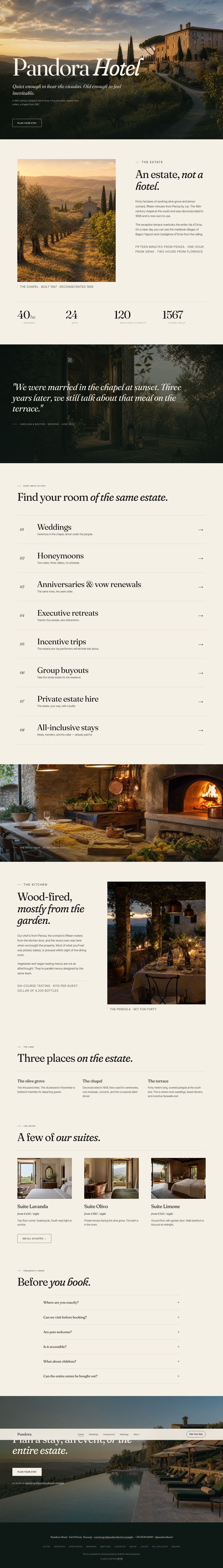 The full Pandora homepage, scrolling