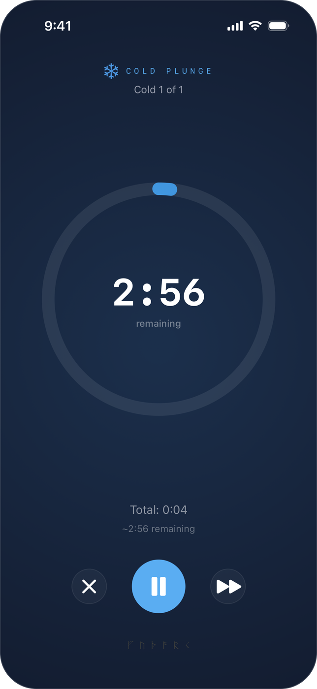TrackCold active session — the minimal cold-phase timer ring