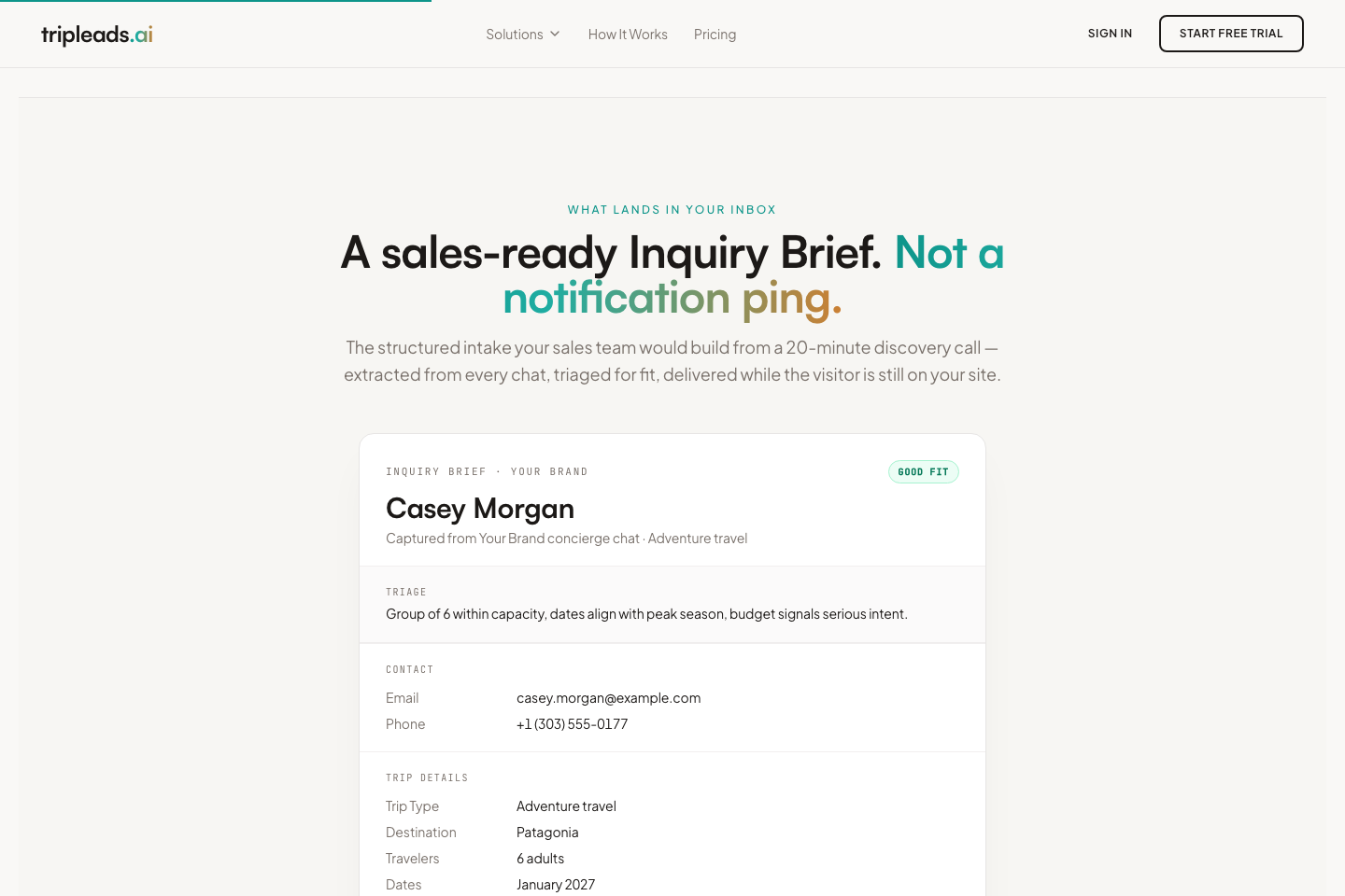 TripLeads.AI: AI SaaS, onboarding and pipeline flows