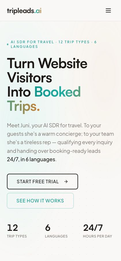 TripLeads on mobile